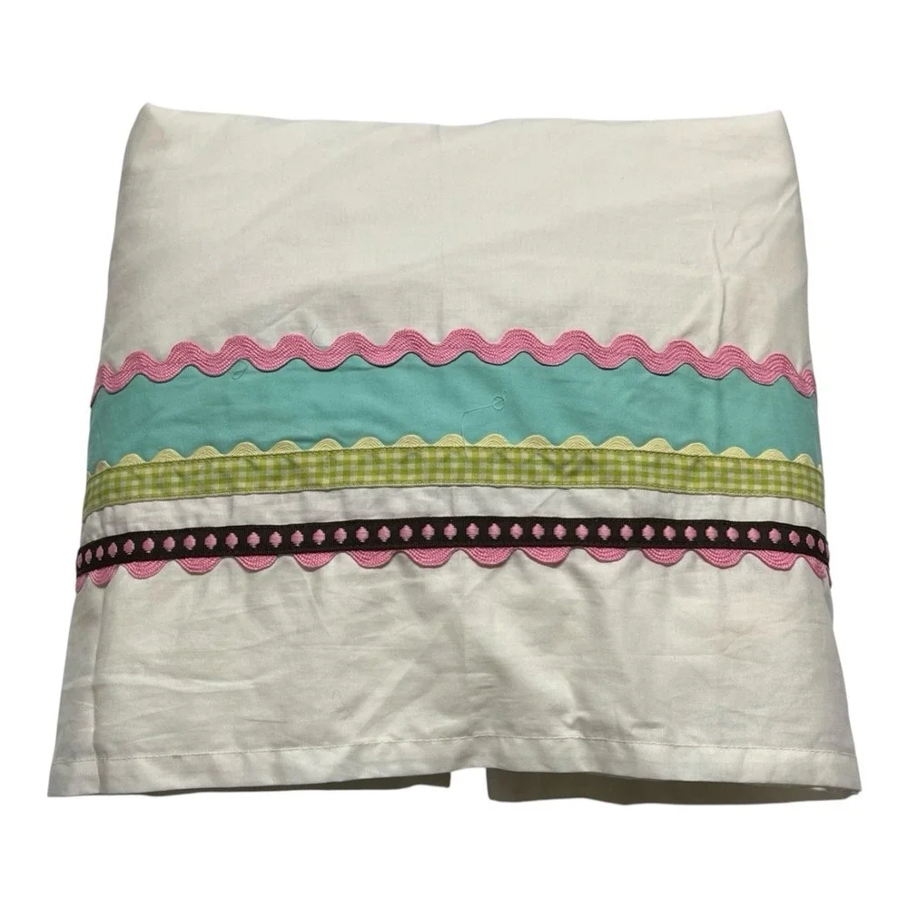 Pottery Barn Kids Coco Dot Crib Toddler Bed Skirt White Multicolor Pattern Trim